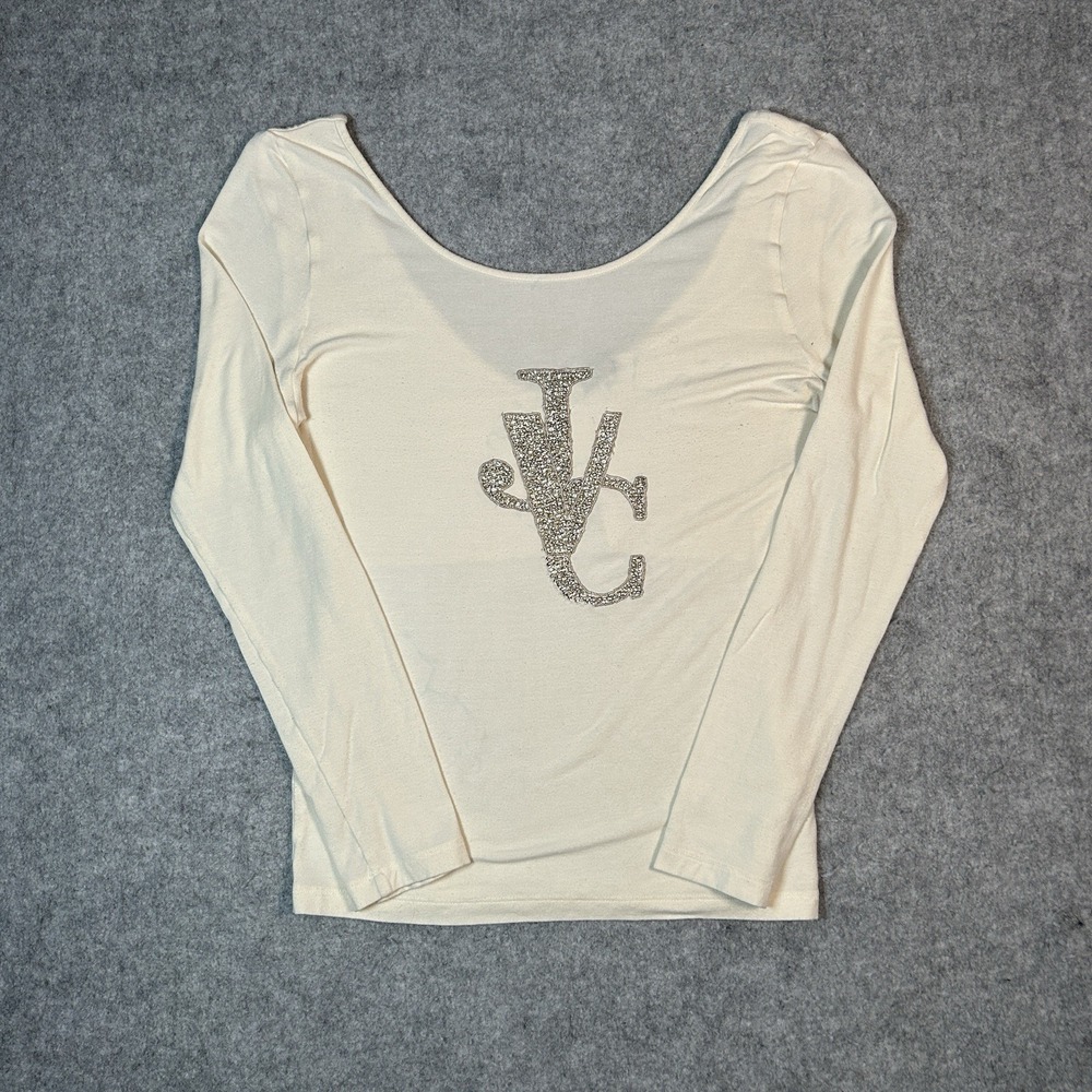 Versace Jeans Couture Long Sleeve Shirt Womens Small Double Scoop Y2K Rhinestone